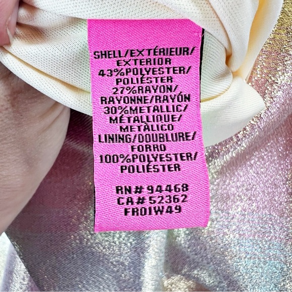 Betsey Johnson Metallic Gown Size 8 Rainbow Sweetheart-Neck Strapless Prom Dress - Picture 13 of 15